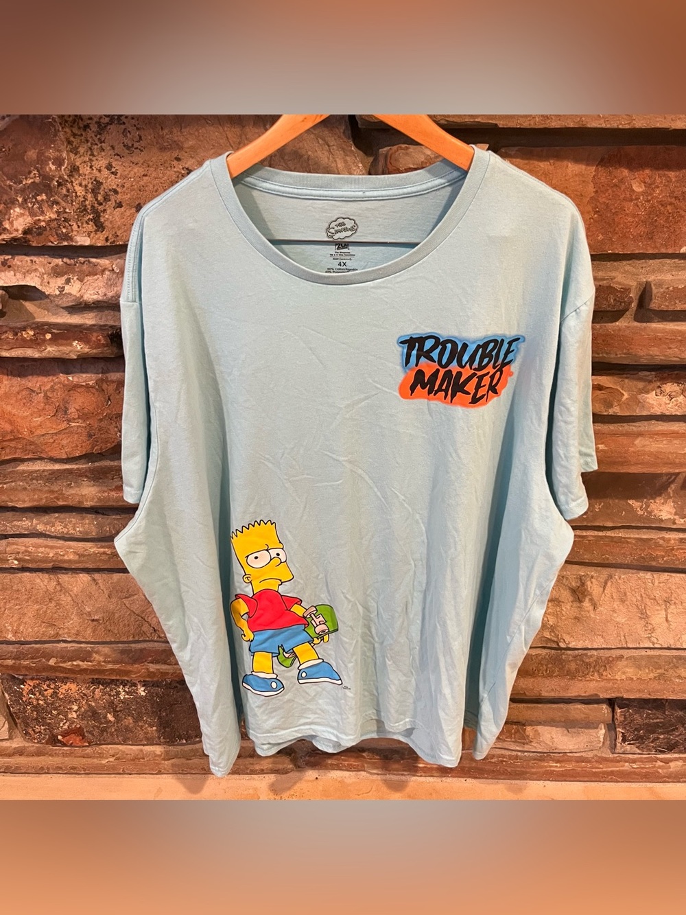 The Simpsons "Trouble Maker" Bart Simpson Light Blue Graphic Tee